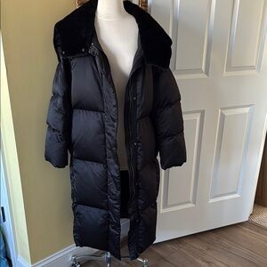 Banana Republic Black Puffer Coat with Faux Fur Collar NWT